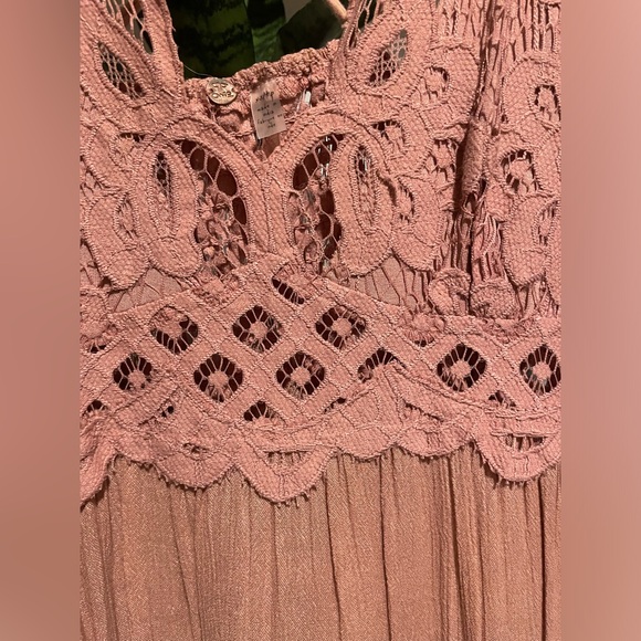 Free People Adela slip mini dress crochet lace light pink - Picture 2 of 5